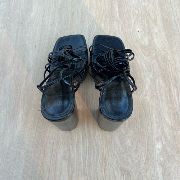 ASOS DESIGN nanon strappy platform heeled sandals in black sz 9 - Picture 13 of 13